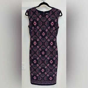 Vince Camuto Black Dress with Pink Patterned Motif